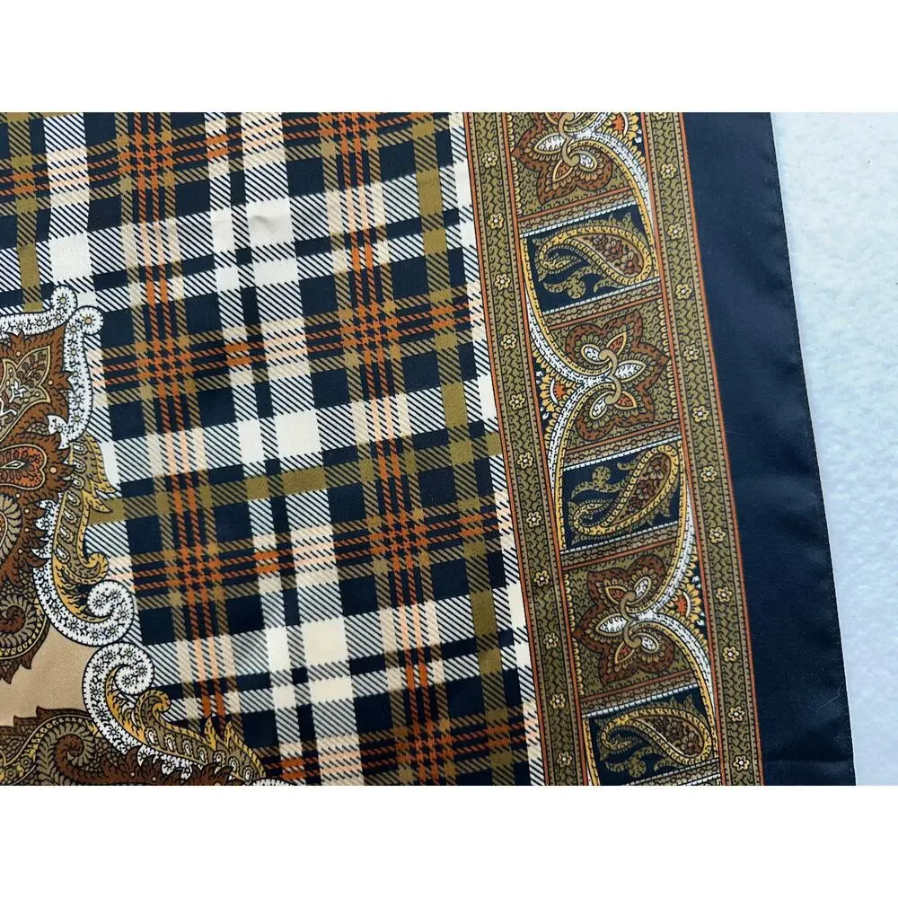 Fall Plaid and Star Paisley Pattern Large Square 100% Polyester Scarf 34 X 34